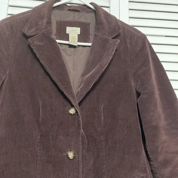 L.L.Bean Brown Corduroy Blazer 3 Button Classic Casual Jacket Size 10 - Picture 3 of 8